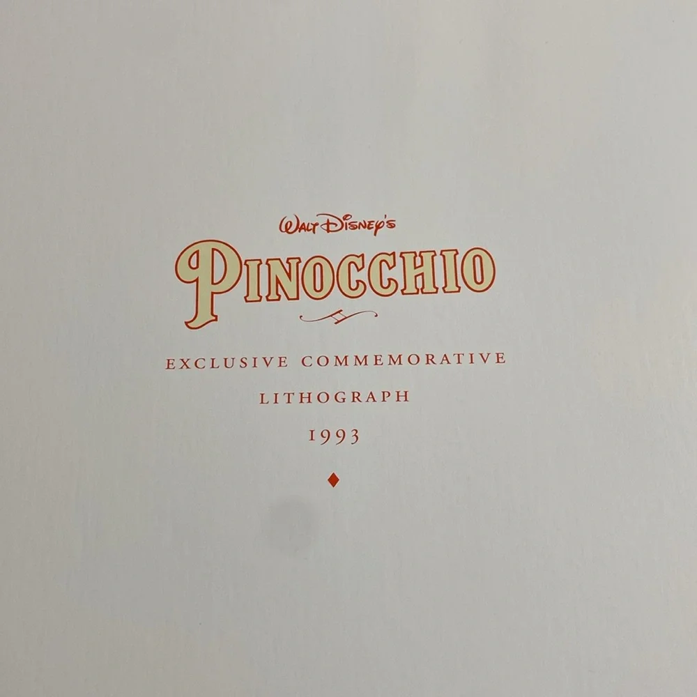 “5/$20” Disney lithograph Pinocchio and Jiminy Cricket
